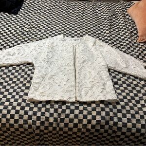 Badgley Mischka White Embroidered Blazer